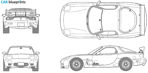 1992 Mazda RX-7 FD3s GT Wing Coupe blueprint